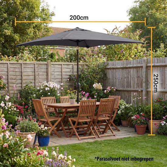 Tristar Stabsonnenschirm – quadratisch – 200 x 200 cm – Balkon & Garten – neigbar – inkl. Schutzhülle – PA-7901 – Dunkelgrau