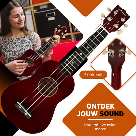 Finesse Ukulele – Starter-Set – 21" – Ukulele – Kinder – Musikinstrument – Bordeaux