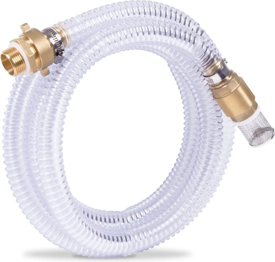 VONROC Saugschlauch-Set für Wasserpumpen / Spiral-Saugschlauch - 4m x 25mm, 1'' - Universal