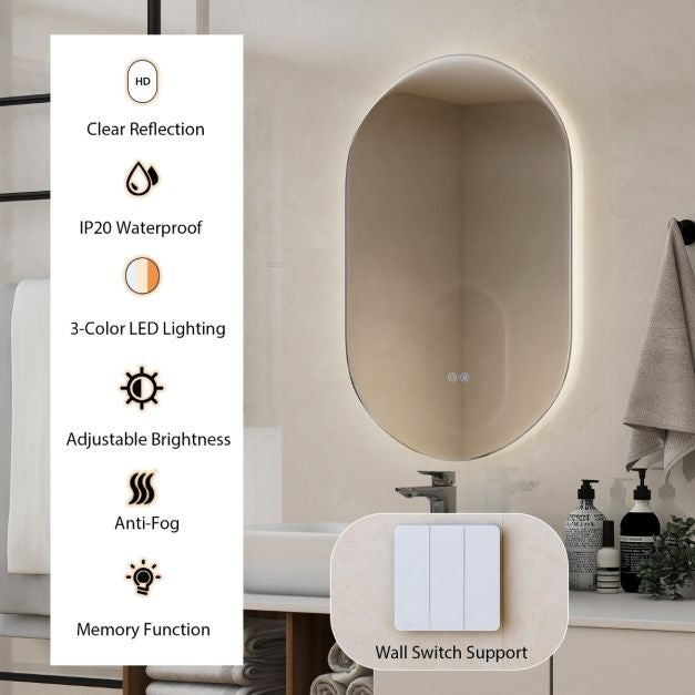 Coast Dimmbarer Led Spiegel für Badezimmer - Wandspiegel - 80x50 cm