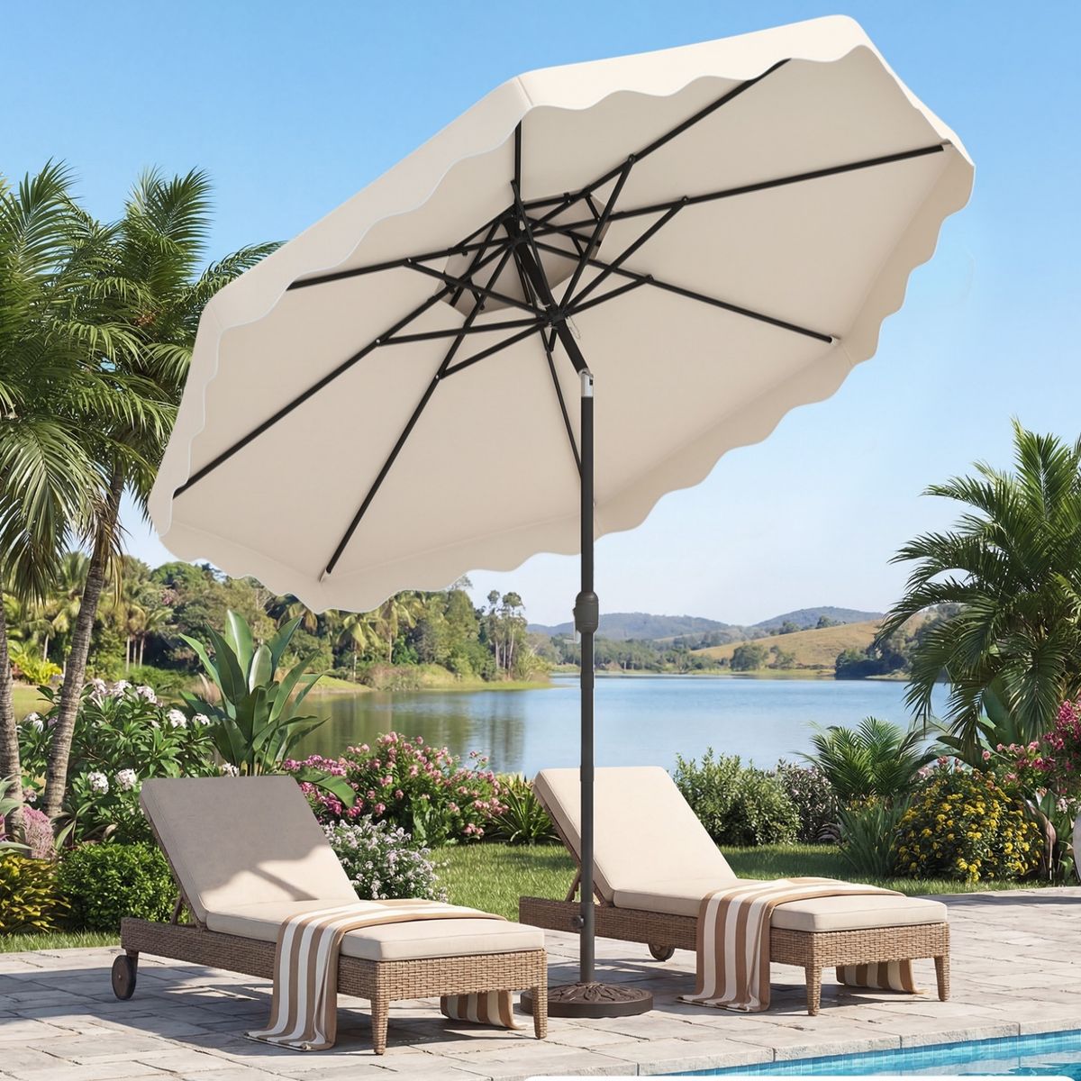 Coast Terrassenschirm – verstellbarer Neigungswinkel – stabiler Metallrahmen – beige, 300 x 300 cm