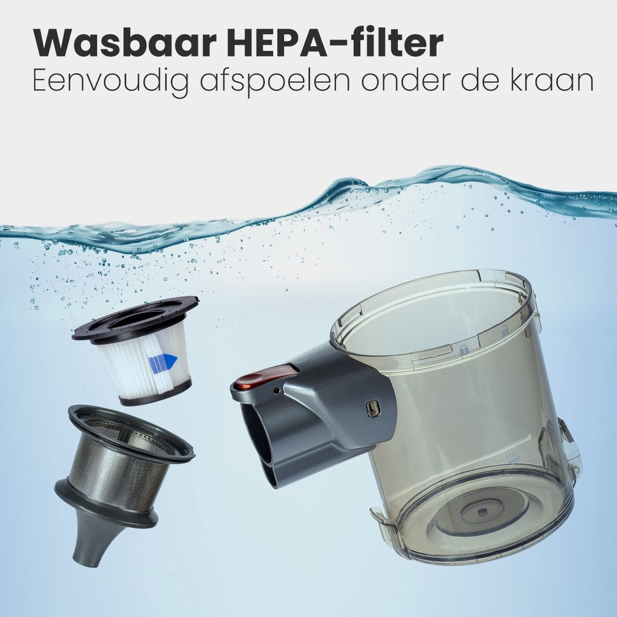 Auronic Stabstaubsauger kabellos - Beutellos - 4-in-1 - Akkubetrieben - 160W - Rot/Grau