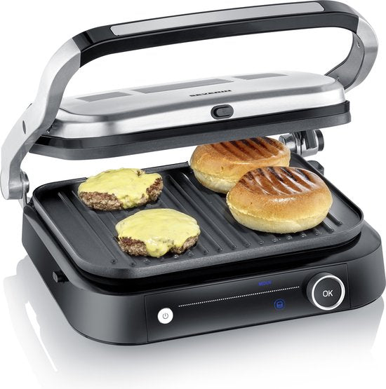 Severin KG2395 Kontaktgrill SEVINI Pro – 7 automatische Programme – Antihaftbeschichtung – bis zu 230 °C