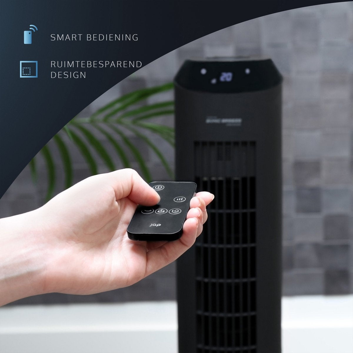 JAP Vancouver - Leiser Turmventilator - Luftreiniger - Fernbedienung und Timer - Oszillierender Säulenventilator - Design-Ventilator aufrecht - Standventilator - Mattschwarz