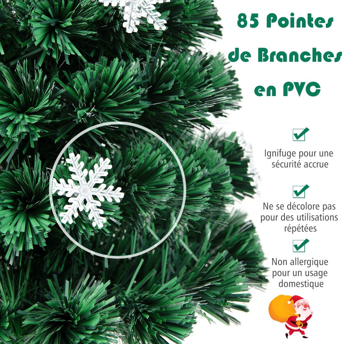 Künstlicher Weihnachtsbaum mit Lichtern und Dekoration aus Fiberglas - Weihnachtsbaum - Weihnachten - LED - 90 cm