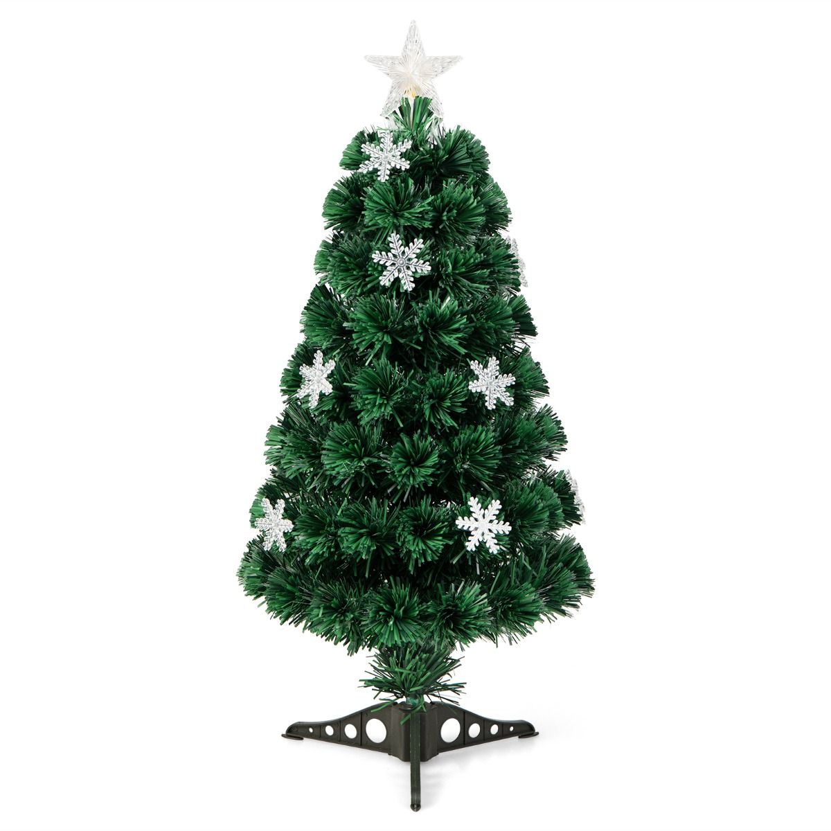 Künstlicher Weihnachtsbaum mit Lichtern und Dekoration aus Fiberglas - Weihnachtsbaum - Weihnachten - LED - 90 cm