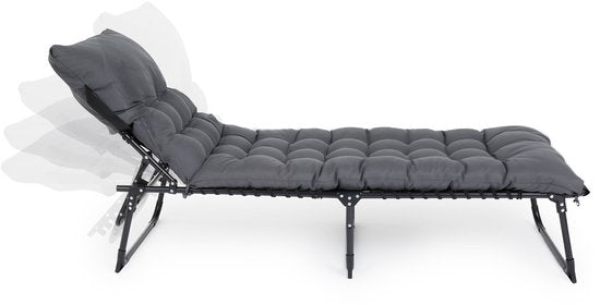 909 Outdoor Premium Lounger mit bequemen Kissen - Verstellbare Rückenlehne - 189x59x30cm - Maximale Belastbarkeit: 110KG