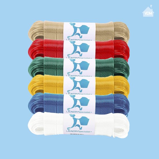 LaundrySpecialist Wäscheleine – Wäscheleinenfaden – Wäscheleinenfaden mit Stahlkern – 35 Meter mit Stahlkern – Gelb