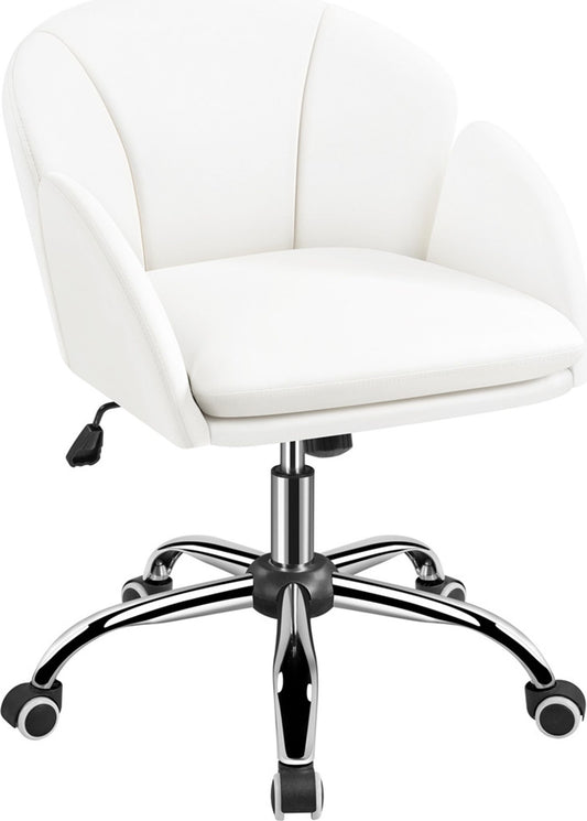 Yaheetech Bürostuhl, Drehstuhl mit Rollen – höhenverstellbar – Kunstleder – Belastbarkeit bis 136 kg – 60 x 61 x 72–81,5 cm – Weiß
