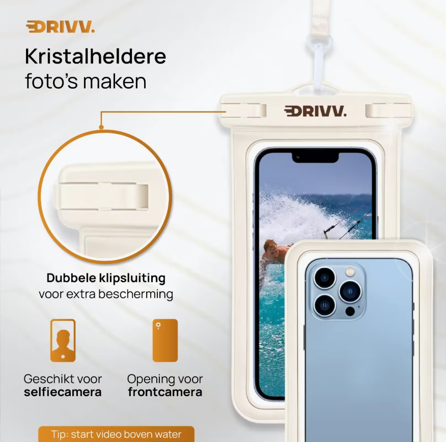 DRIVV Wasserdichtes Handy-Etui, 2er-Set – Beige – 20,5 x 12 x 1 cm – IP68, schwimmfähig