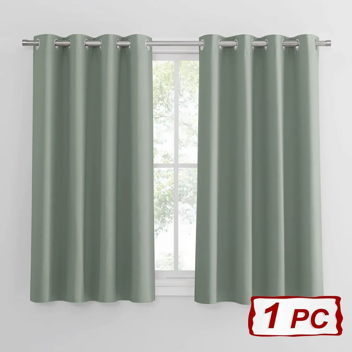 Pony Dance Verdunkelungsvorhang mit Ringen – 132 × 137 cm – Salbeigrün