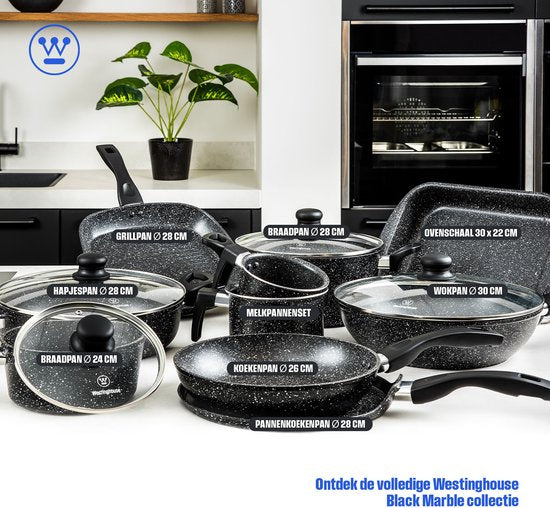 Westinghouse Backofenschüssel - 35 x 26 cm - spülmaschinenfest - Schwarzer Marmor