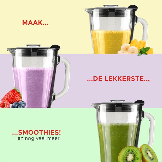 Bourgini Retro-Mixer – 5 Geschwindigkeitsstufen und Pulsfunktion – 1,5 Liter – Smoothie-Mixer – 500 Watt – Schwarz
