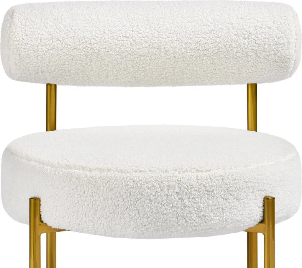 Yaheetech Lounge Chair 63 × 58 × 65 cm - Weißer Bouclé - Moderner Relaxsessel mit runder Sitzfläche und Metallbeinen