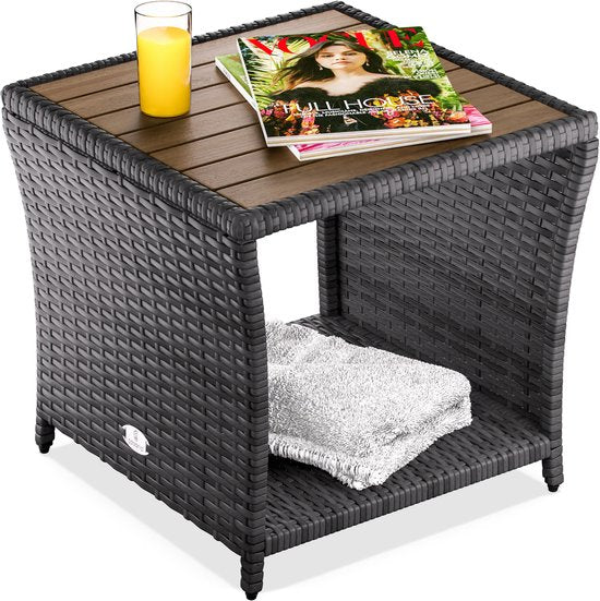 Casaria Beistelltisch - Polyrattan Quadratisch 45x45x40cm - Grau