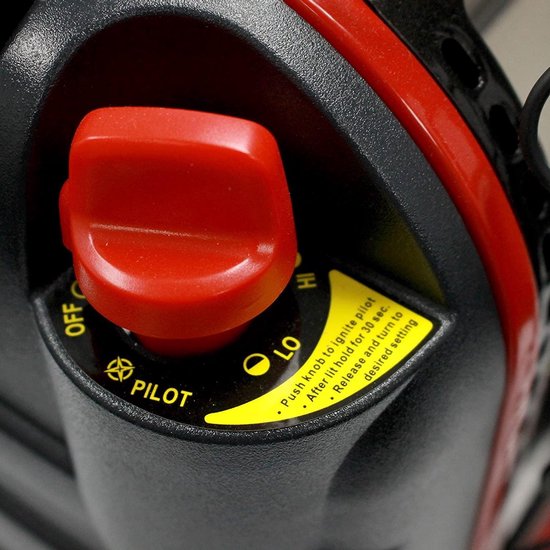 Mr Heater Tragbarer Gasherd MH9BDF - Gasheizung mit Gasflasche - Gasherd Camping - Räume bis zu 26M2 - Geeignet für Propan 31 und Butan/Propan G30+31 Kartuschen - Schwarz/Rot