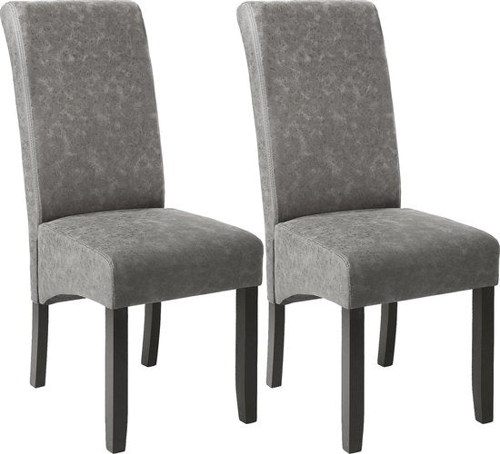 tectake - 2 Esszimmerstühle mit ergonomischer Sitzform - grau marmoriert - 403627