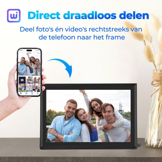 Saaf Digitaler Fotorahmen - Mit Wifi - 10,1" Touchscreen & 160GB - Mit App - Schwarz