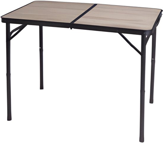Redcliffs Campingtisch – Aluminium – leicht – Holz/Schwarz – 90 x 60 x 70 cm – höhenverstellbar/zusammenklappbar