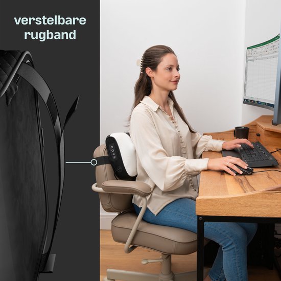 CozySense® Shiatsu-Massagekissen - Elektrisches & kabelloses Massagegerät für Nacken und Rücken - Wärmefunktion - Wiederaufladbar - Ergonomisch - Weiß