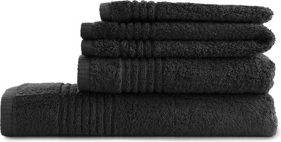PHLOX Handtücher Set 70x140 cm - 4 Stück - 600 g/m2 weiche Baumwolle - Supreme Collection - Schwarz