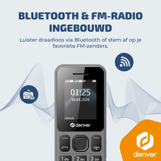 Denver Senioren-Handy 4G – GSM – Smartphone-frei aufwachsen – FM-Radio – Dual-SIM – SIM-Lock-frei – Modell 2026 – FAS1880L