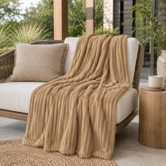 Ceruzo Fleece-Decke 150 x 200 cm – Camel – Weiche Decke – 280 g/m² – Wohn-Decke