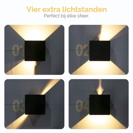 Goliving - Wandleuchte für drinnen und draußen - Wasserdicht - LED - Energieeffizient und rostfrei - 10x10x10 cm - schwarz