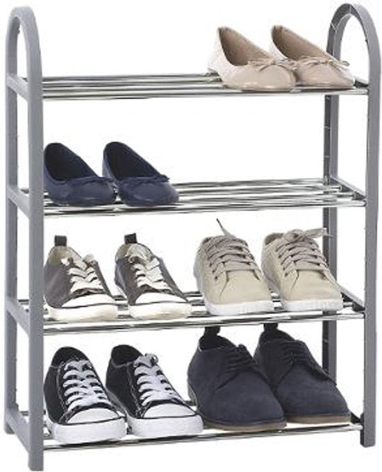 Schuhregal, schwarz – 8 Paar – Kunststoff