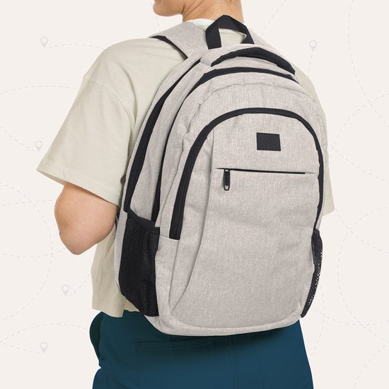 TRVLMORE Rucksack mit Lifetime - Rucksack mit 15.6 Zoll Laptopfach - Schultasche - Spritzwassergeschützt - Männer und Frauen - Jungen und Mädchen - 28L - Champagner
