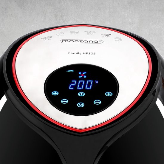 Monzana Heißluftfritteuse – 6,5 l XXL, LED & Timer, 1850 W – Schwarz