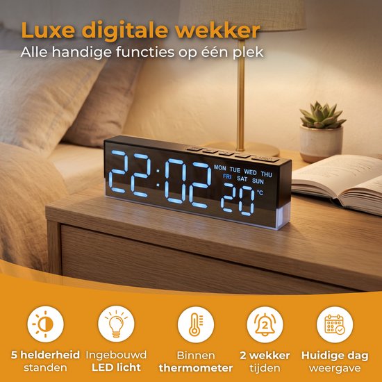 Nuvance Digitaler Wecker - Digitale Uhr - Reisewecker für Kinder & Erwachsene - Kleiner Wecker - Wecker Digital