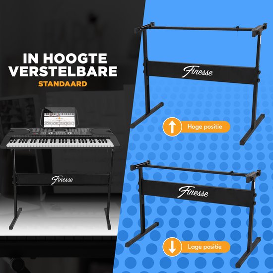 Finesse Keyboard Piano - Ständer & Zubehör - 61 Tasten - Digital Piano - Electric Piano - Kind