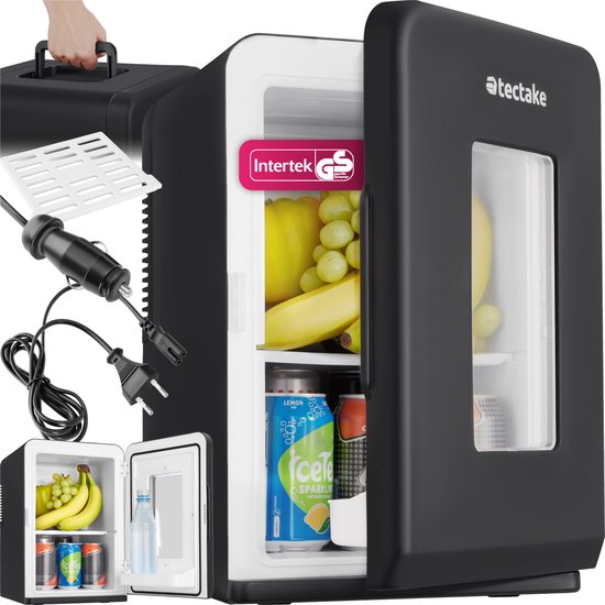 Tectake Mini Kühlschrank - Tragbare Minibar 14L - 2-in-1 Funktion: Kühlen und Heizen - Ideale elektrische Kühlbox für Getränke, Medikamente oder Make-up - Für zu Hause oder unterwegs - ECO-Modus