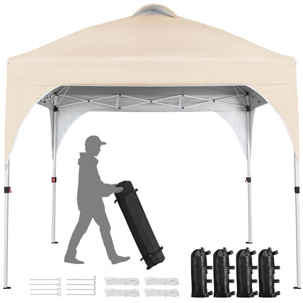 SOBERINE Pop-up-Faltpavillon 3 × 3 m mit Rolltasche, Sandsäcken und Heringen, beige
