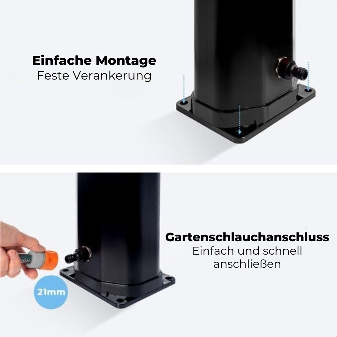 LifeGoods Outdoor-Dusche - Solar - 360° drehbarer Duschkopf - 35L - Schwarz