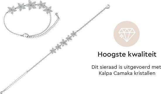 Yolora Damen Blumenarmband mit Kalpa Camaka Kristallen - Silber - 18K Weißgold plattiert - Geschenkbox - Muttertagsgeschenk