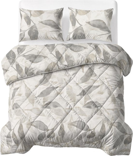 Sleeptime® 2-in-1-Bettdecke ohne Bezug „Misty“ – waschbare Bettdecke – 200 x 220 – Beige/Grau