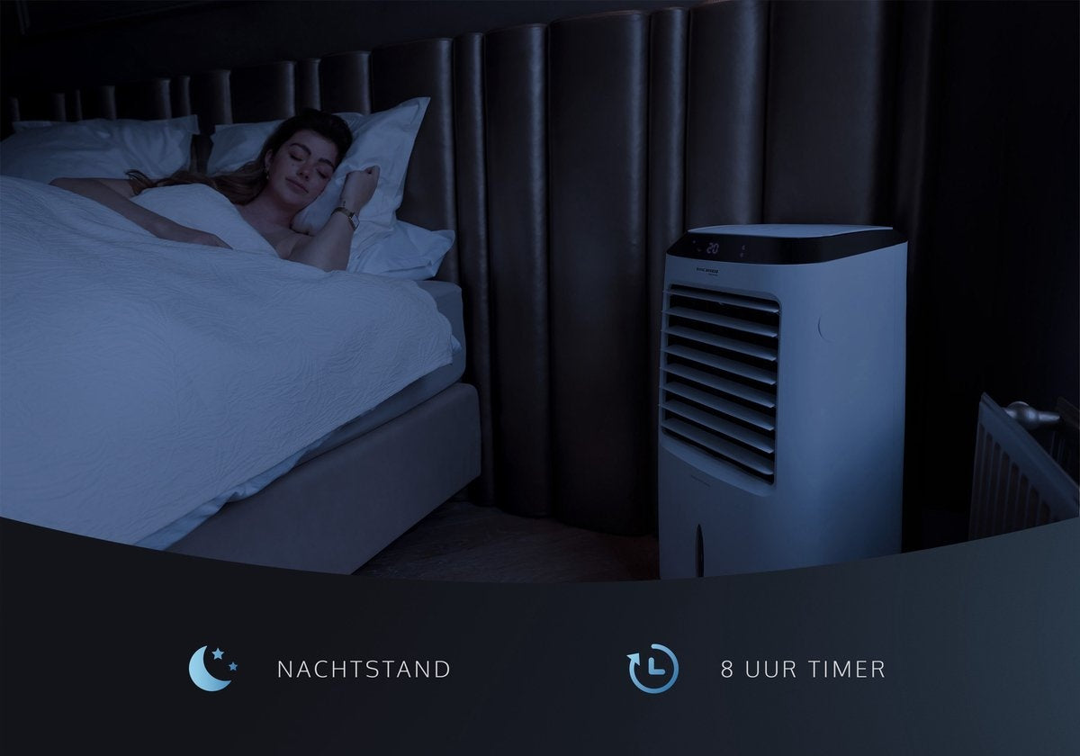 JAP Edmonton - 4in1 Mobiles Klimagerät mit Wasser - Fernbedienung und Timer - Inkl. Kühlelemente - Oszillierender Luftbefeuchter - Standventilator - Mattweiß