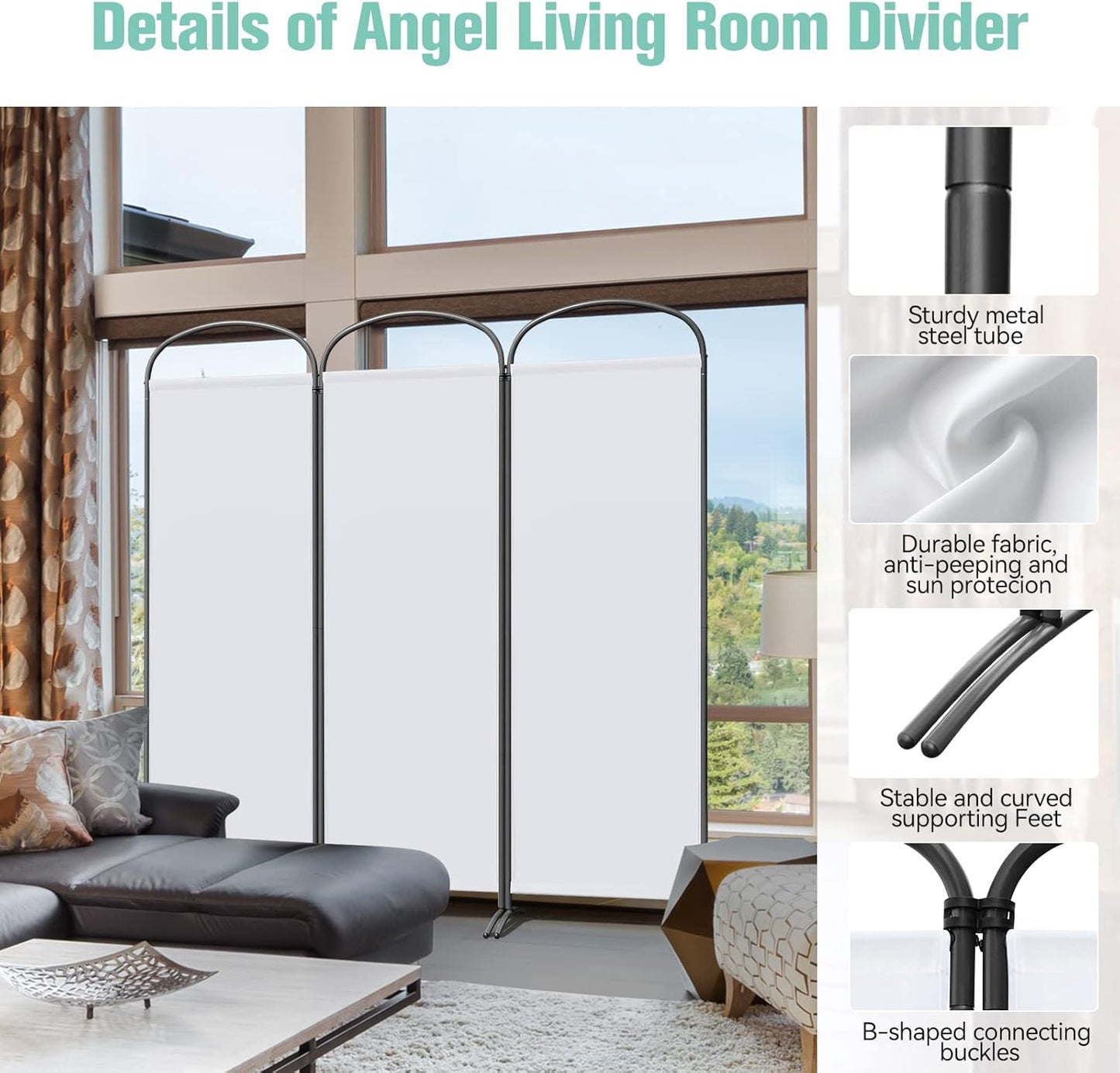 Angel Living Faltwand - 3 Paneele - 168 x 182 cm - Innen und Außen - Weiß