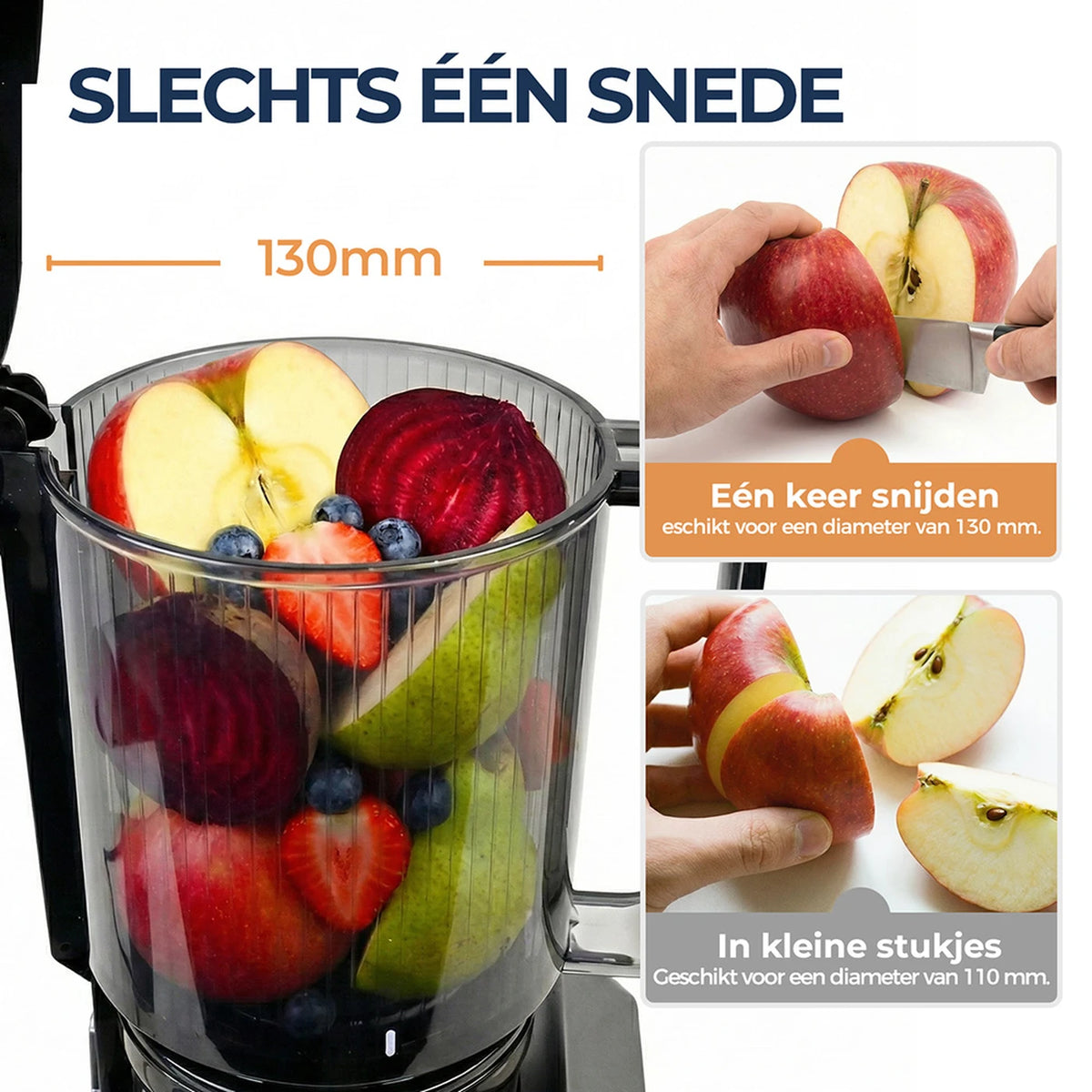 Rouny Slow Juicer FF Pro Max – 150 W Kaltpress-Entsafter – 130 mm Einfüllöffnung – Filterfrei – Fruchteis-Funktion – 1,8 l – Schwarz