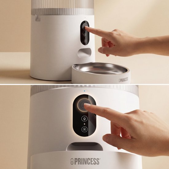 Princess Automatischer Futterspender – Smart 4 Liter – Katze & Hund – App-Steuerung – Trockenfutter – Edelstahlschüssel – BPA-frei – Pufferbatterie – Futterautomat – Futterspender – 610040