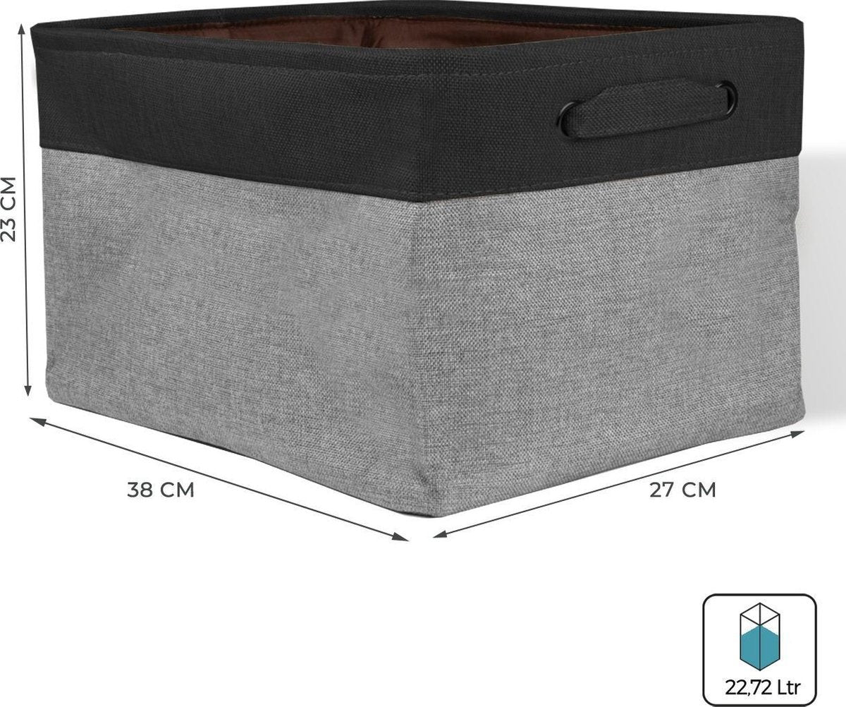 LifeGoods Aufbewahrungskorb - 3 Stück - Kleiderschrank-Organisator - 20 L - Textil - Grau