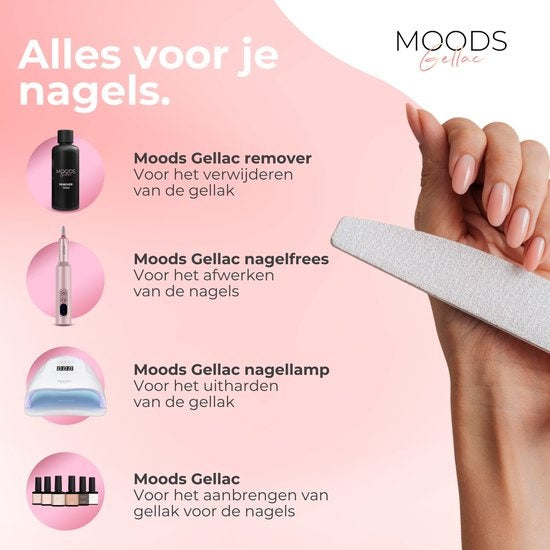 Moods Gellac Starter Pack - Grundierung - Basislack - Decklack - Gellack - LED-Lampe Nagellack - 7.3 ML