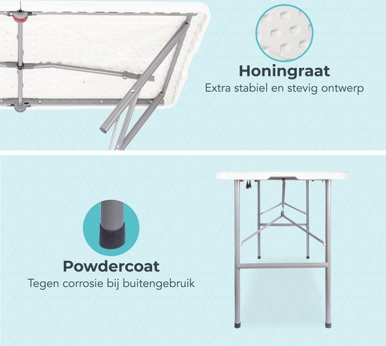 LifeGoods Zusammenklappbarer Tisch - 60x120cm - Campingtisch - Wetterfest - Klapptisch - Weiß