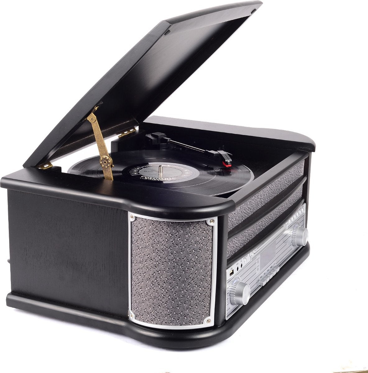 Denver - Retro-Schallplattenspieler - MRD51 - Eingebaute Lautsprecher und Verstärker - Holz - Schwarz/Silber