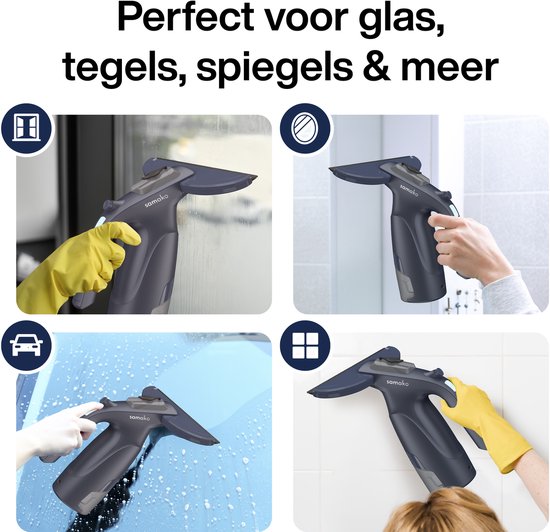 Elektrischer Fensterwischer CrystalClear - Fensterreiniger USB aufladbar - Scheibenwascher mit herausnehmbarem Behälter - Sprühfunktion - Inklusive 2 Mikrofasertücher - Samako