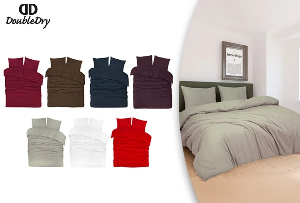 DoubleDry Soft Collection Bettwäscheset für Einzelbetten 240 x 200 cm – Flanell-Baumwolle – Braun