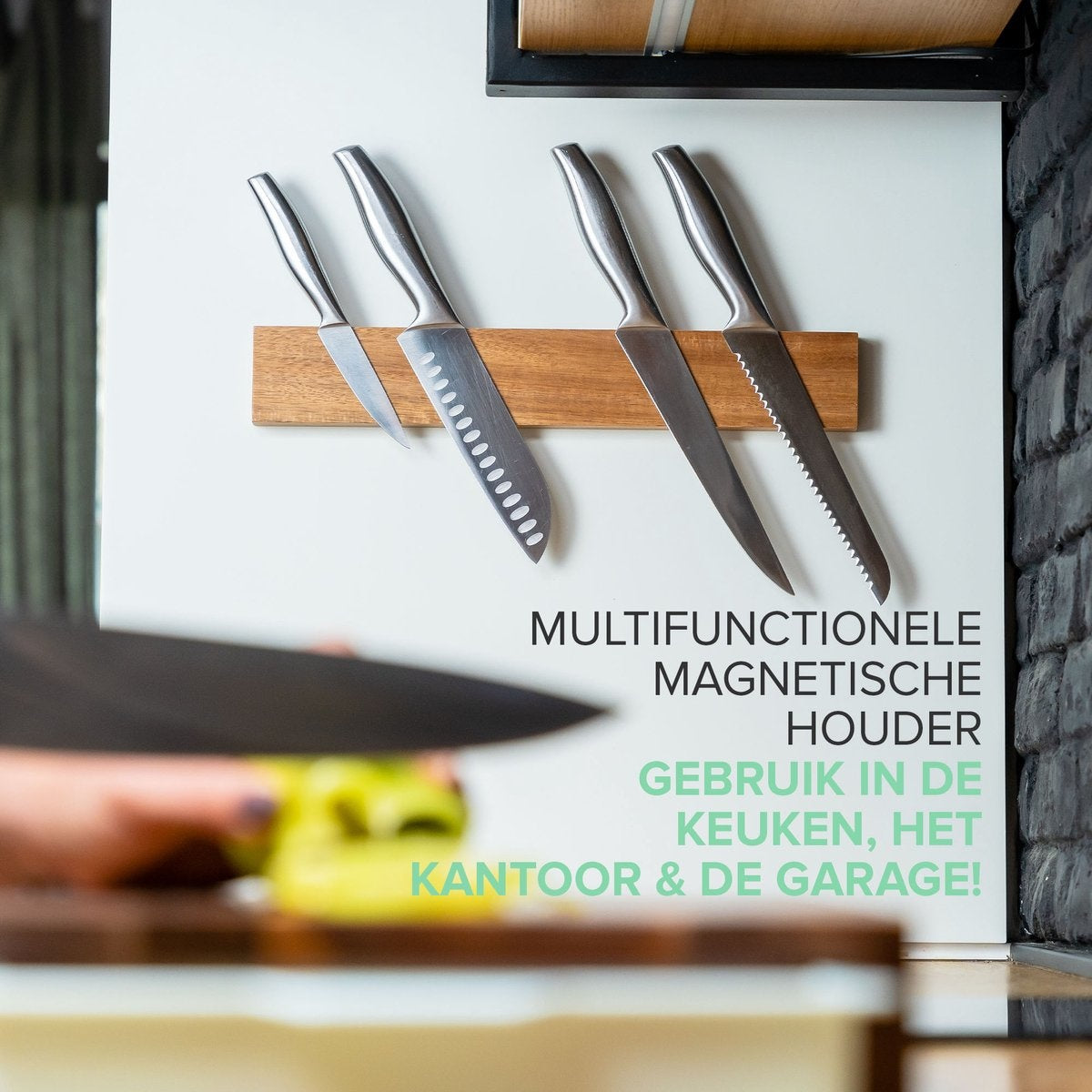 Messermagnet 40CM - Messerhalter Magnetisch - Schraubbefestigung - Akazienholz Messerblock by Coninx