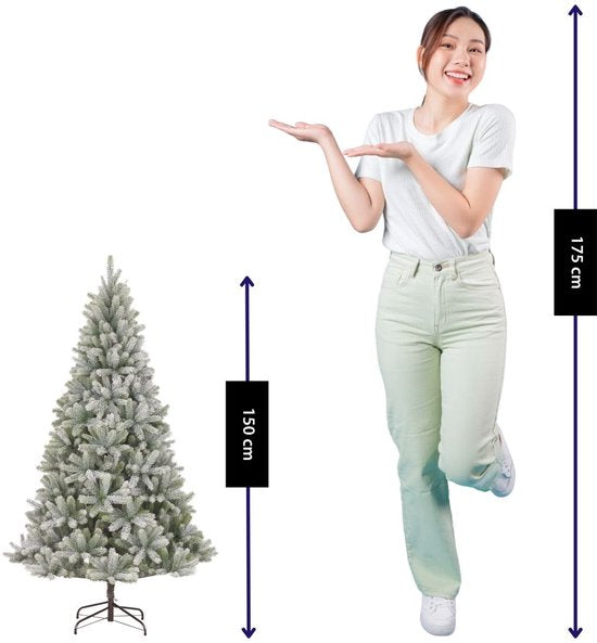 Black Box Trees Nagoya Weihnachtsbaum „Frosted“ mit Scharnierkonstruktion – Kunstbaum mit voller Ausstrahlung und 738 Zweigen – Weihnachtsdekoration für den Innenbereich – H 150 x Ø 91 cm – Grün
